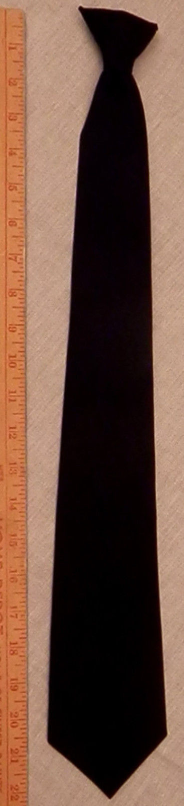 22" Solid BLACK Long Clip-On Uniform Tie 3 3/8" wide TALL